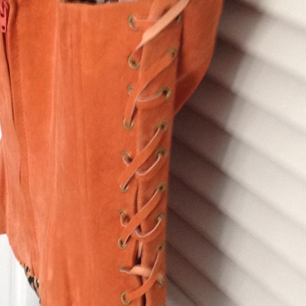 2 prices orange suede bustier an crop jacket xs - Picture 3 of 5